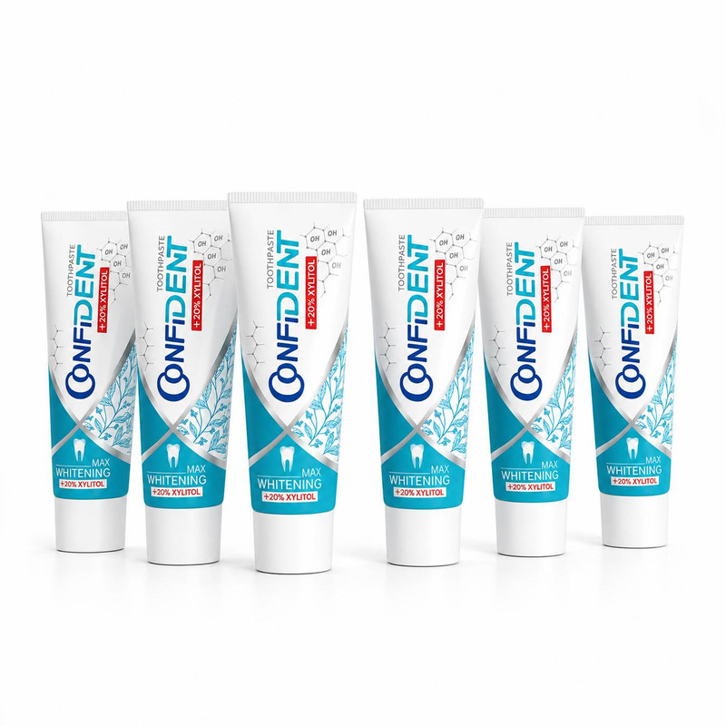 خمیر دندان سفید کننده کانفیدنت مدل Whitening-Max06 مناسب برای انواع دندان حجم 100 میلی لیتر مجموعه 6 عددی