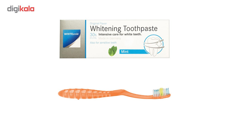 پک خمیر دندان وایت اسمایل مدل Whitening حجم 75میلی لیتر به همراه مسواک تریزا مدل Matrix Protection