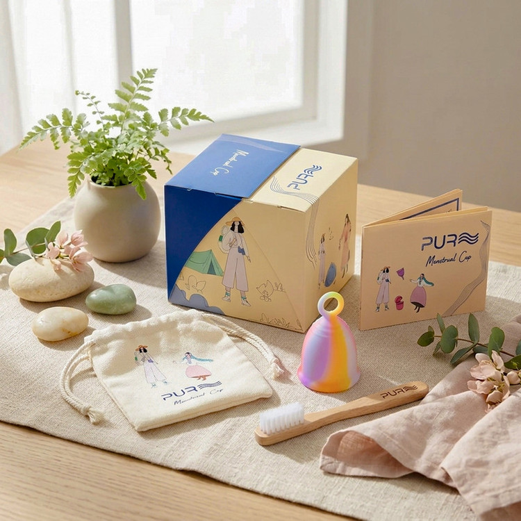 کاپ قاعدگی پیور مدل حلقه ای سایز 1 به همراه لیوان نگهدارنده