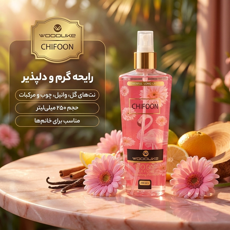 بادی اسپلش زنانه وودلایک مدل CHIFOON حجم 250 میلیلیتر