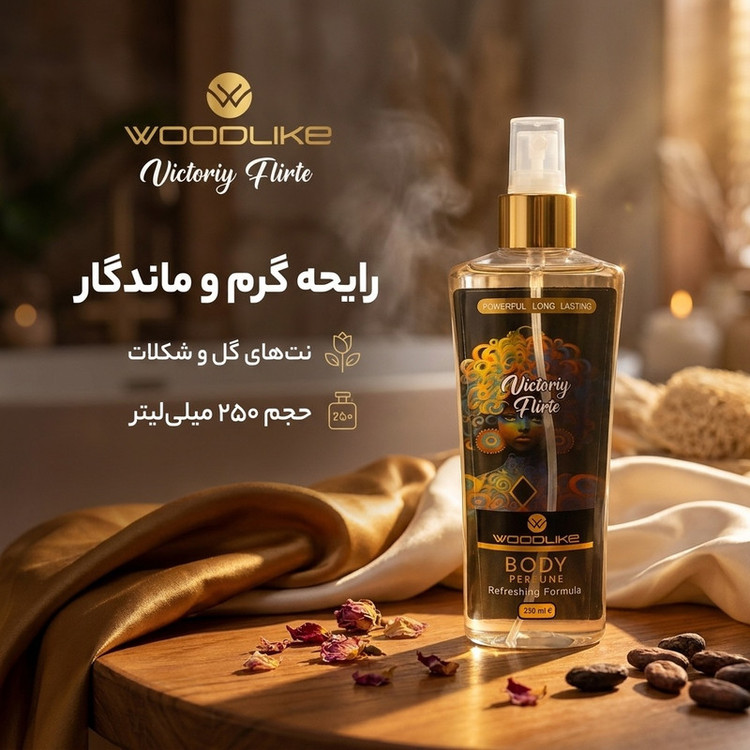 بادی اسپلش زنانه وودلایک مدل Victoriy Flirte حجم 250 میلیلیتر