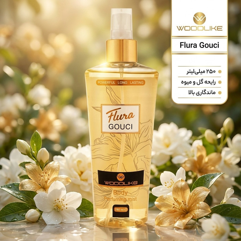 بادی اسپلش زنانه وودلایک مدل Flura Gouci حجم 250 میلیلیتر