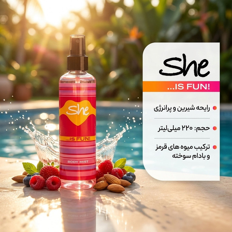 بادی اسپلش زنانه شی مدل Is-Fun حجم 220 میلی لیتر