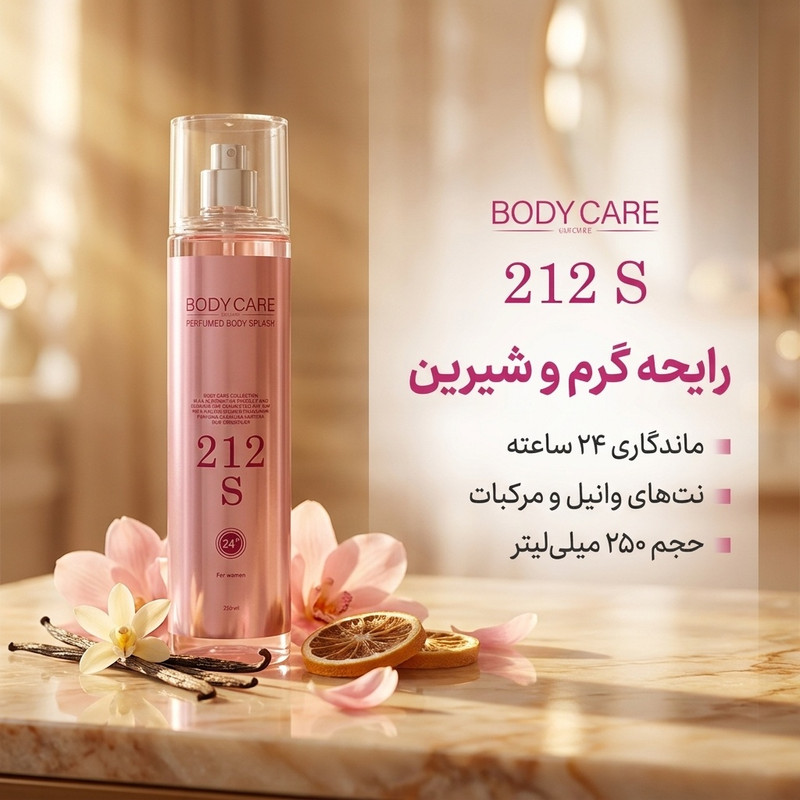 بادی اسپلش زنانه بادی کر مدل 212 اس حجم 250 میلیلیتر